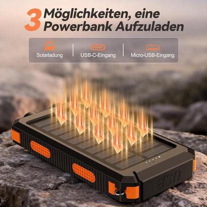 Solar Powerbank 26800 mAh mit USB-C, Dunkelorange
