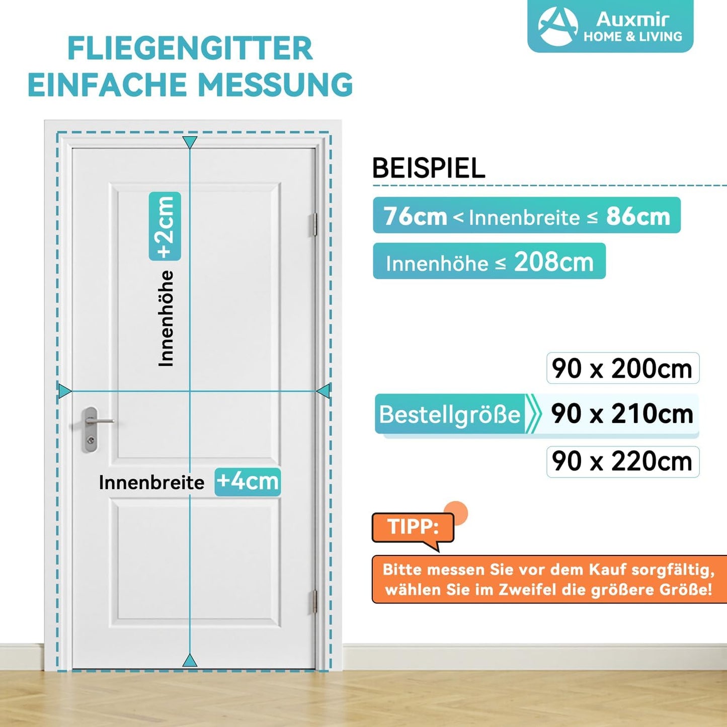 Fliegengitter Magnetvorhang ohne Bohren 160x220cm, 160x220cm Schwarz