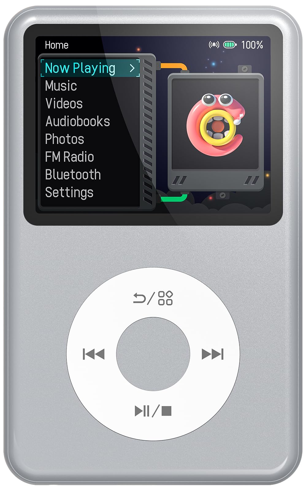 MP3-Player mit Bluetooth und Touch Wheel-Steuerung, silber