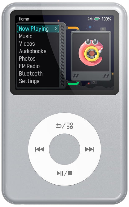 MP3-Player mit Bluetooth und Touch Wheel-Steuerung, silber