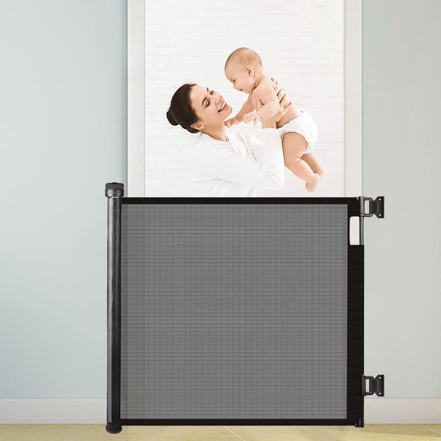 Treppen- und Türschutzgitter für Babys und Haustiere, Schwarz ; 180cm