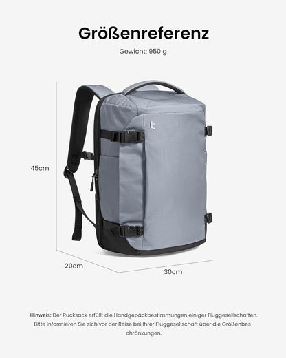 TSA-freundlicher Reiserucksack, 28 Liter Grau-ripstop