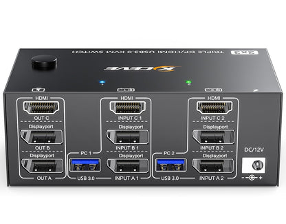 KVM Switch für 2 PCs und 3 Monitore 4K/8K