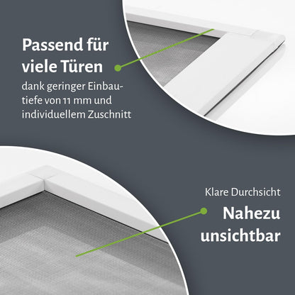 Fliegengitter Tür mit Handgriff, 80 x 200 cm (Selbstbausatz) Weiss