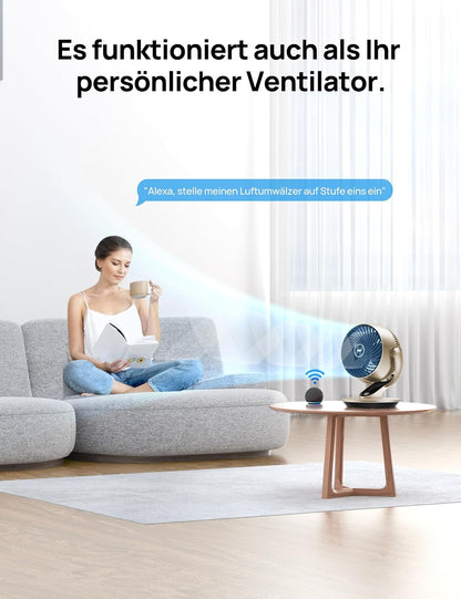 Leiser Smart Tischventilator Lynx S mit Fernbedienung, Timer und Ap-Steuerung, Gold