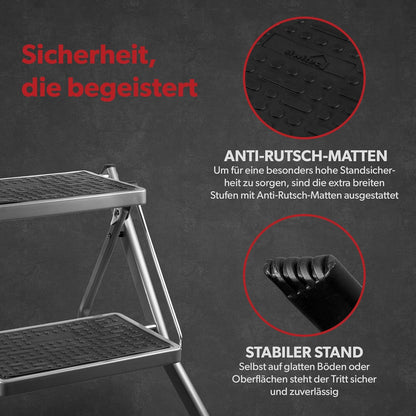 Klapptritt mit 2 Stufen, 2-stufig Anthrazit