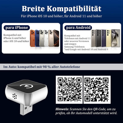 2-in-1 Carplay & Android Auto Wireless Adapter, Tiefschwarz