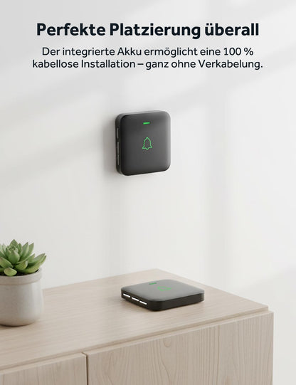 Funkklingel-Set mit 2 Empfängern, 52 Melodien, 2 receivers + 1 push Schwarz