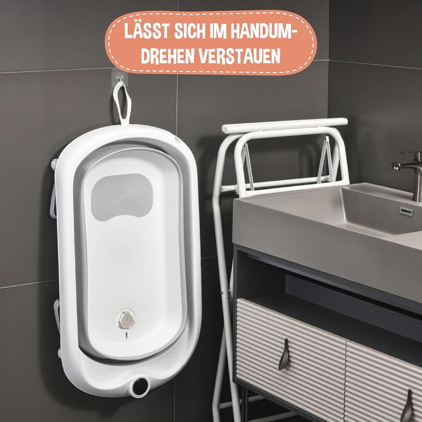 Babybadewannen-Set, Badewanne + Ständer GRAU