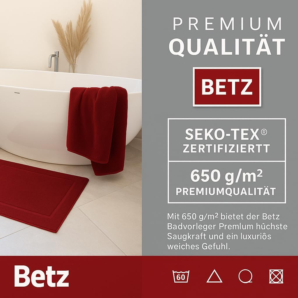 2er-Set Badematten, 50x70 cm, 2x Badvorleger Dunkelrot