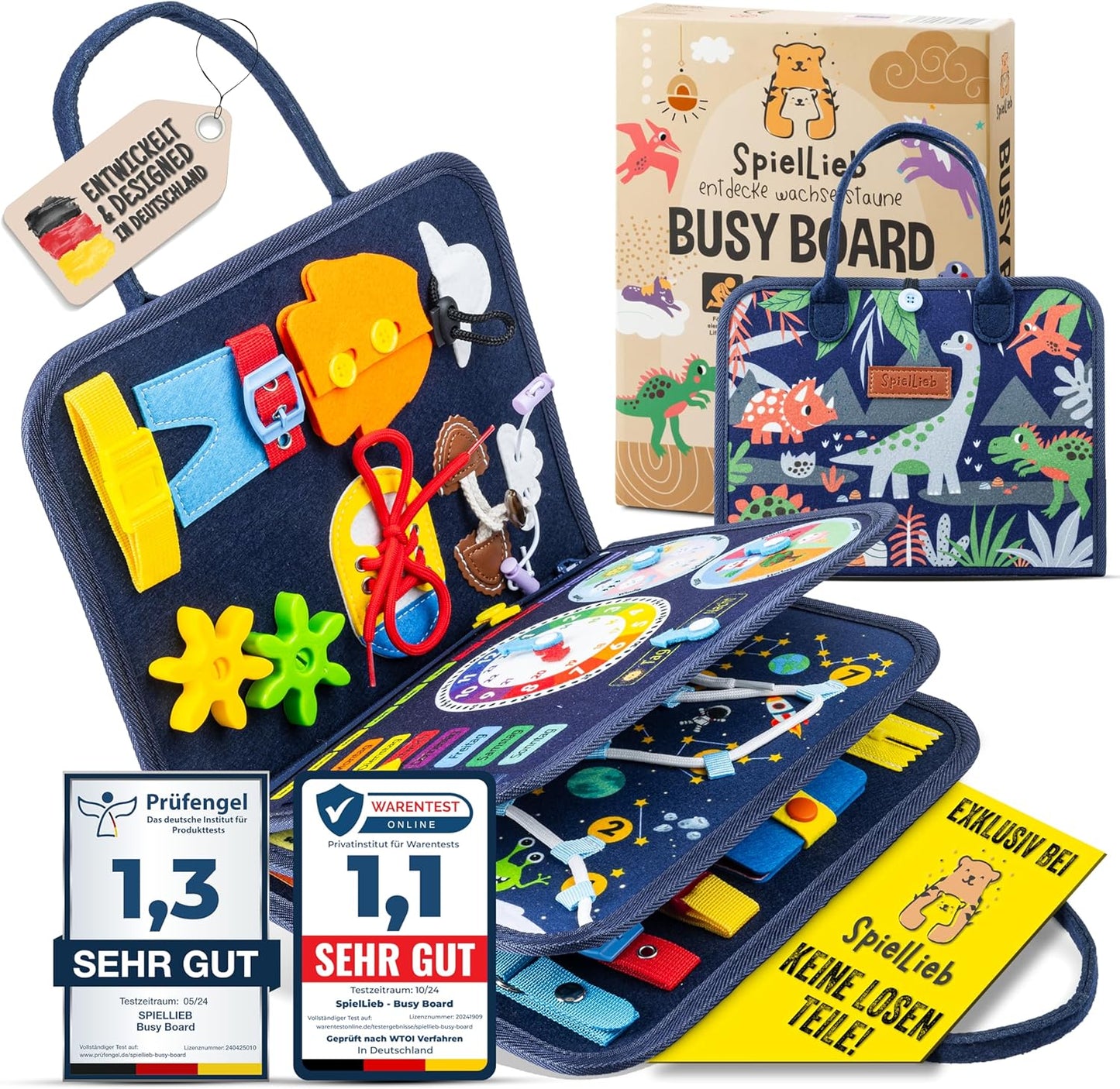 Montessori Busy Board für Kinder ab 3 Jahren, Blau