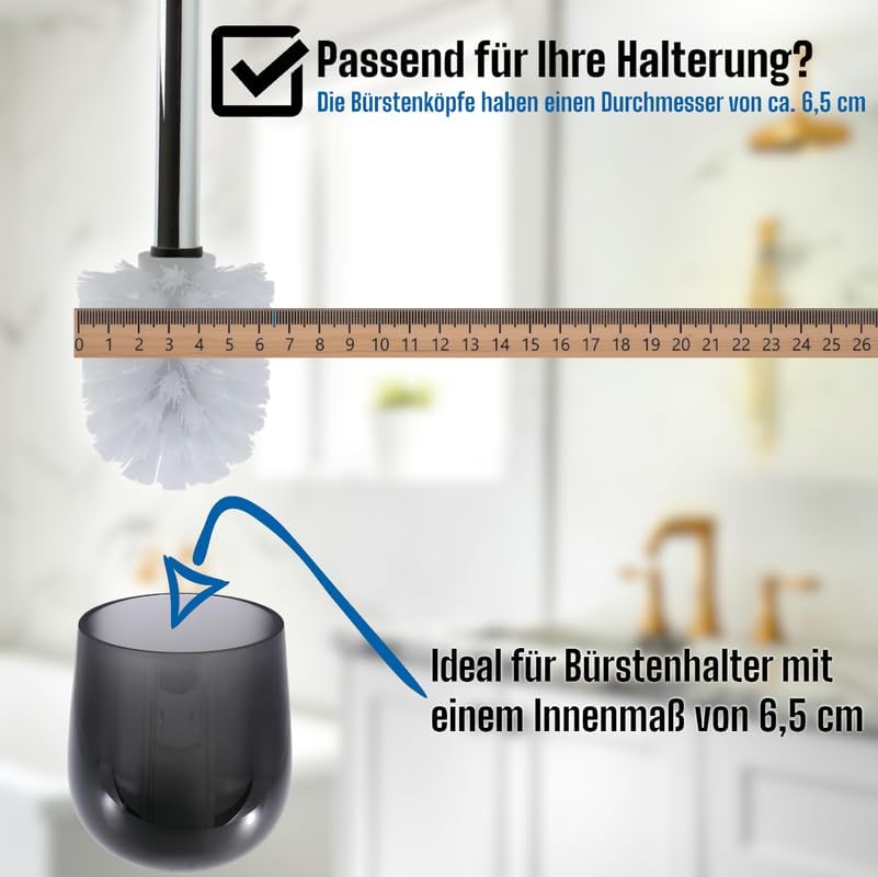 Ersatz WC-Bürstenkopf-Set, 10 Bürsten & 2 Griffe, 10 Bürsten/2 Griffe Weiss