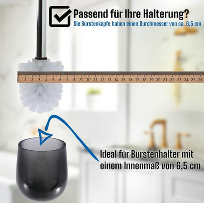 Ersatz WC-Bürstenkopf-Set, 10 Bürsten & 2 Griffe, 10 Bürsten/2 Griffe Weiss