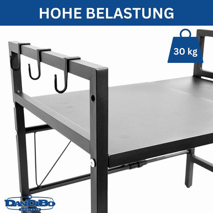 Verstellbares Küchenregal 2-stufig, Schwarz 2 Stufig / Höhe 46 cm