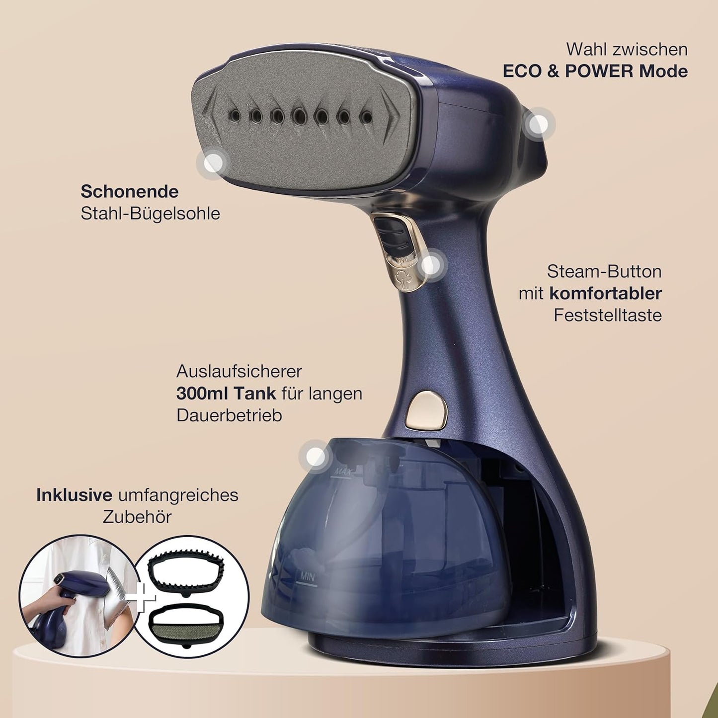 Dampfbügeleisen, Blau