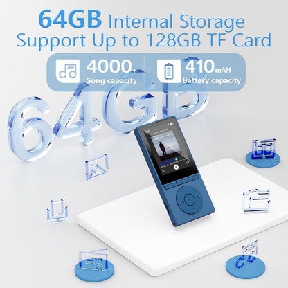 M6 MP3 Player mit Bluetooth und HiFi-Sound, Blau
