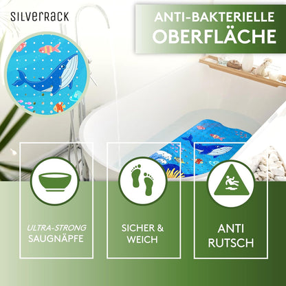 Antirutsch-Badewannenmatte für Kinder, Z 2 Kinder Wal Welle 100 x 40 cm (Rechteckig)