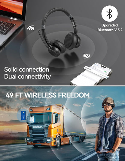 Bluetooth-Headset mit Mikrofon und Noise Cancelling, Modern Schwarz