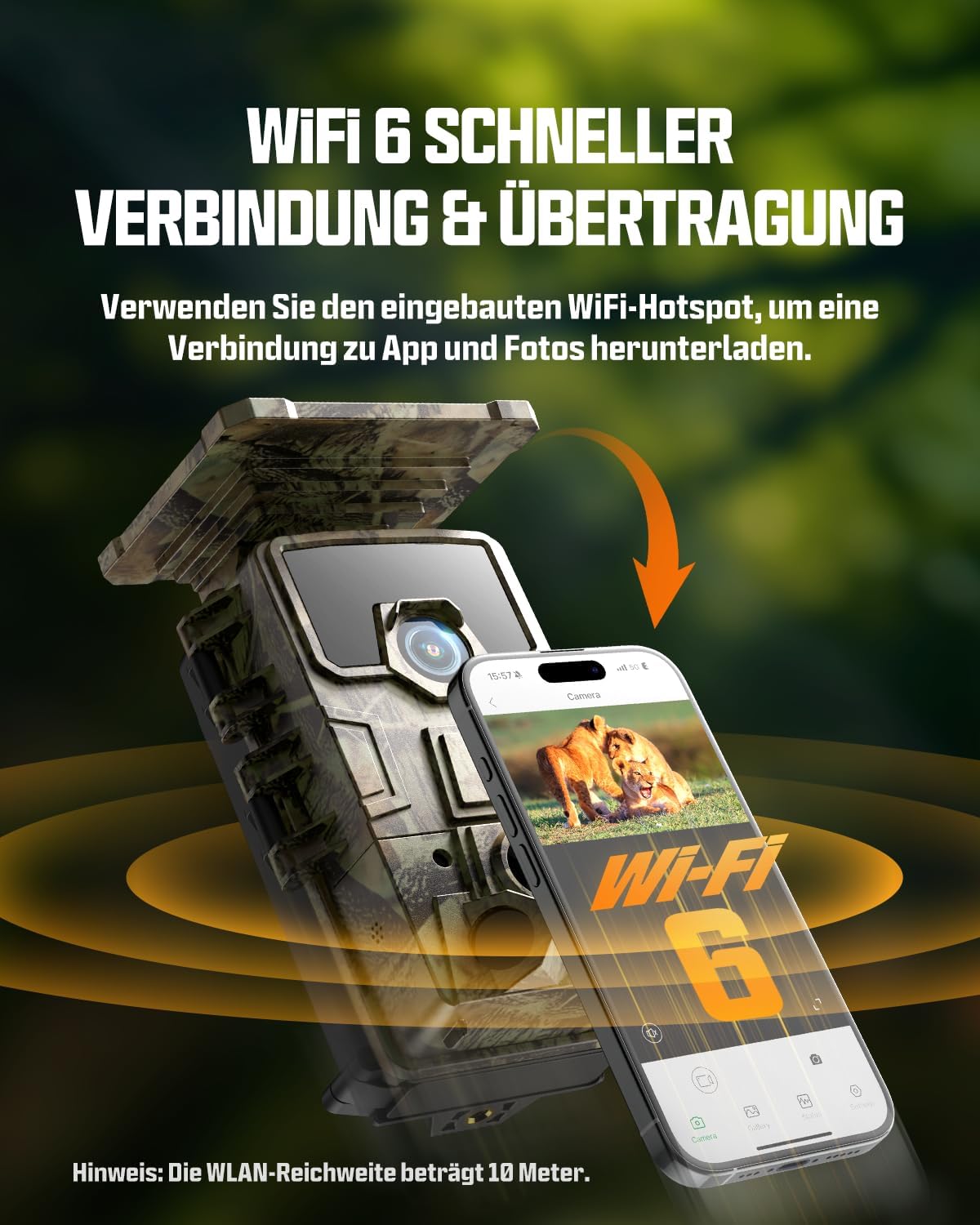 CY75 Solar Wildkamera 4K mit Bewegungsmelder und Nachtsicht, Tarnung