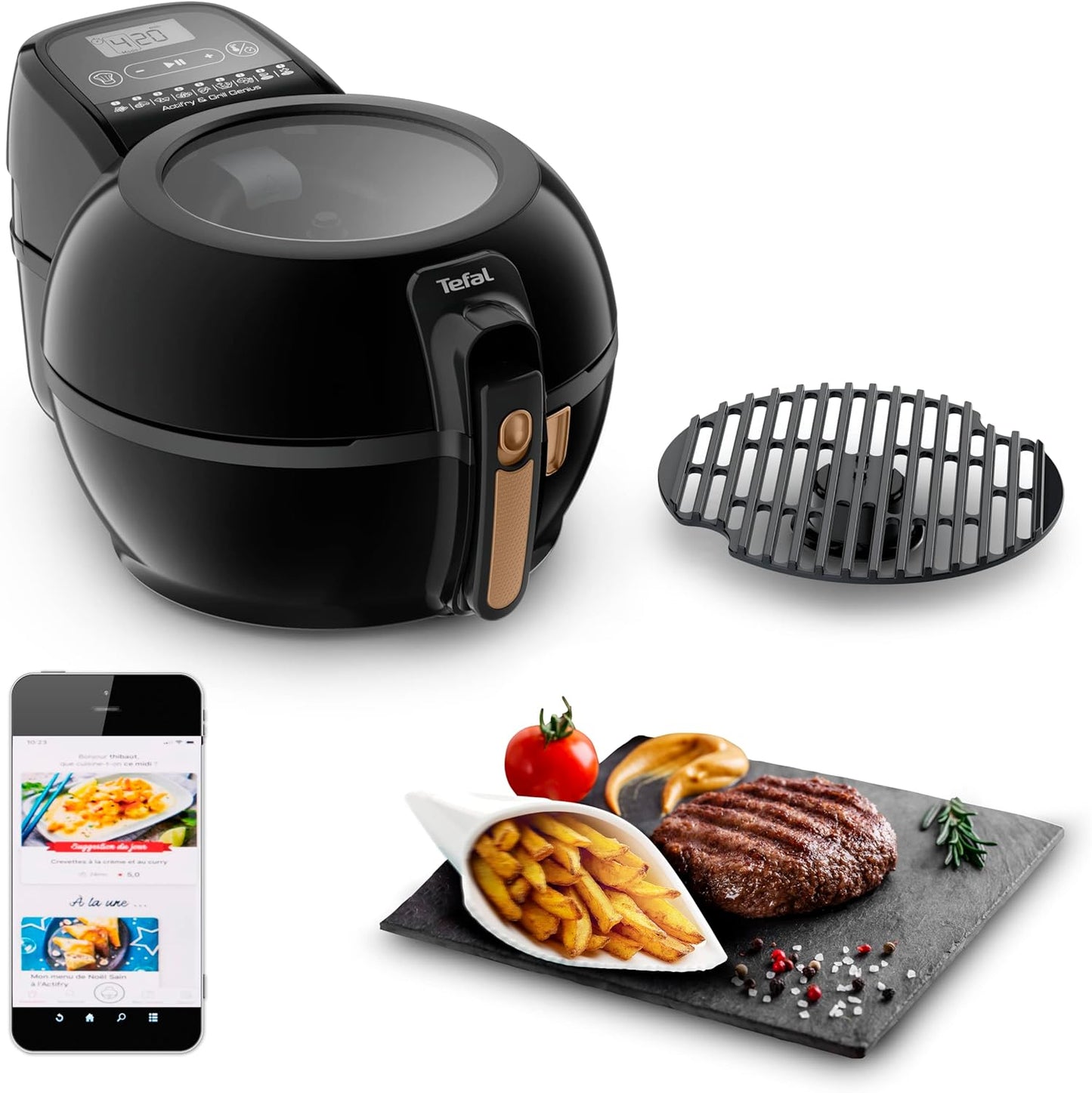 ActiFry & Grill Genius Heissluftfritteuse mit Grillrost