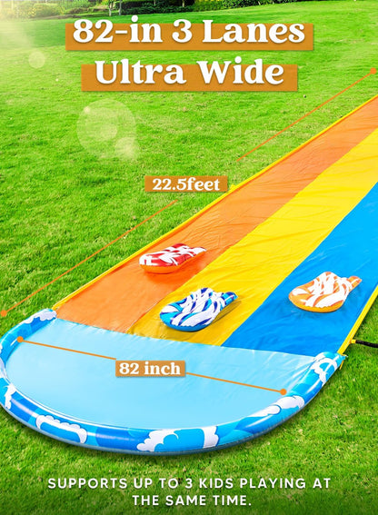 Garten-Wasserrutsche mit Bodyboards und Sprinkler