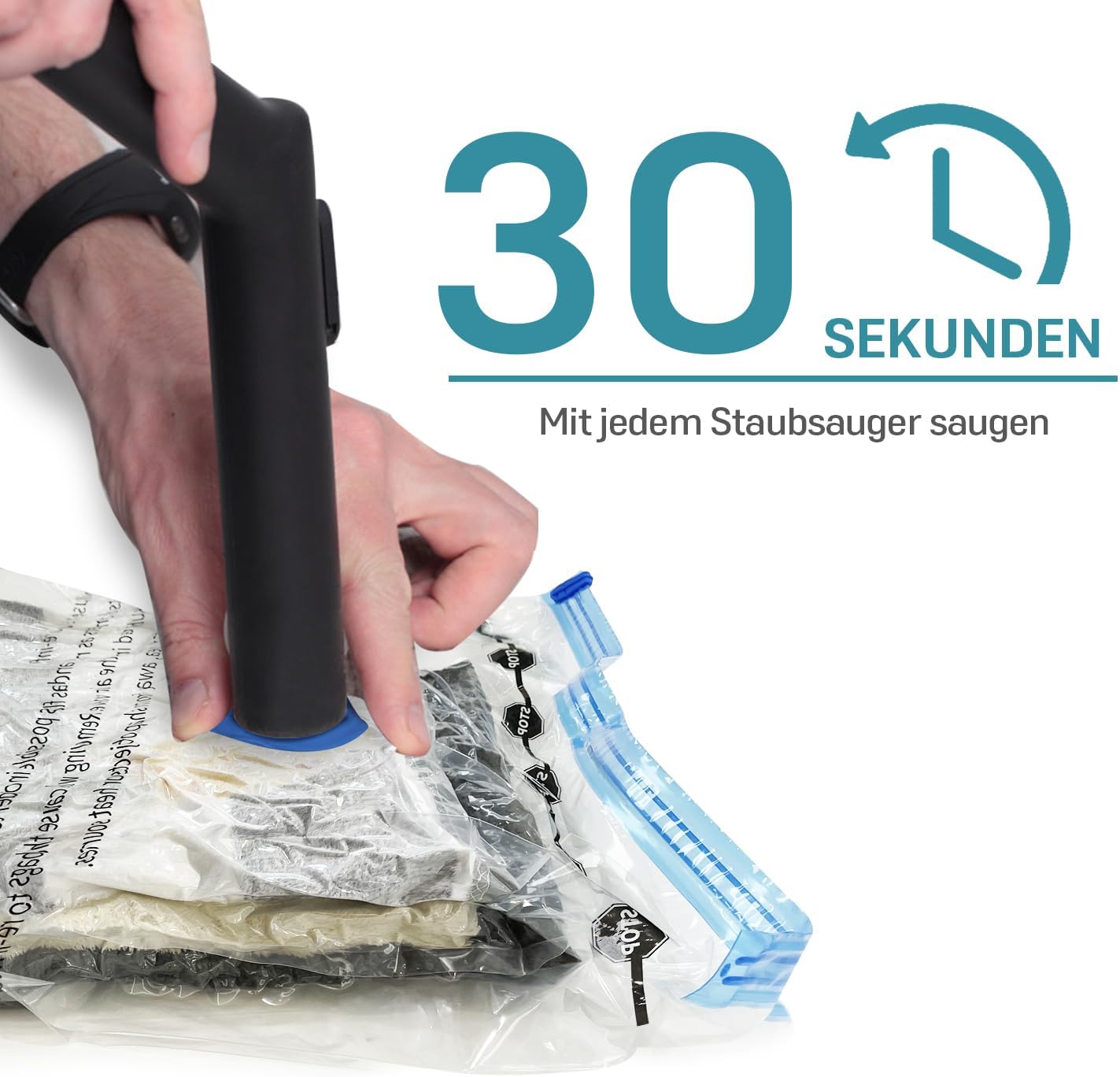 Vakuumbeutel-Set für Kleidung (12 Stück), 12 Stück (4XL + 4L + 4S)