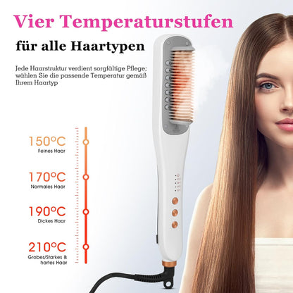 Dampf-Haarglätter-Bürste, Weiss