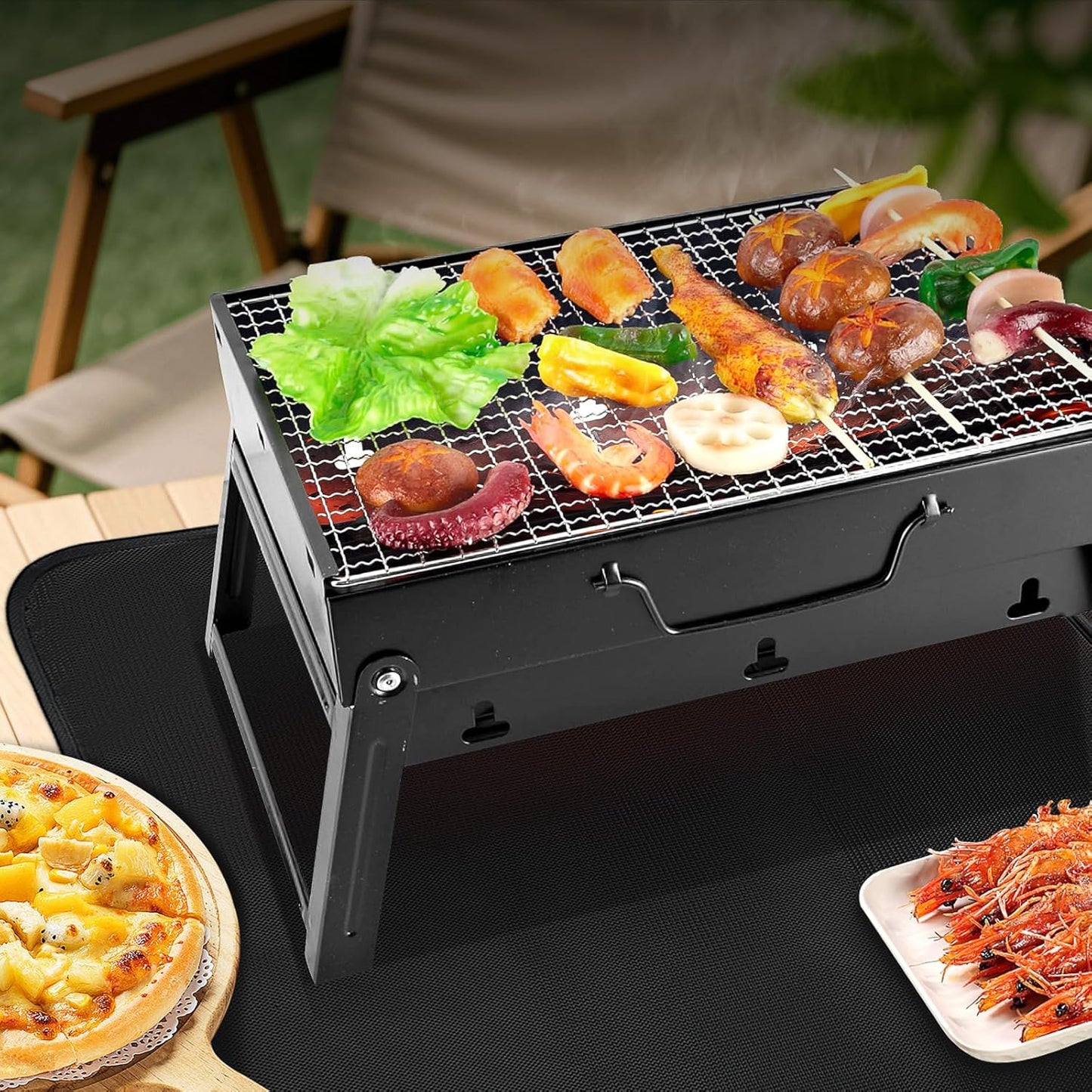 Feuerfeste Grillunterlage 50x70cm, 50x70cm Schwarz