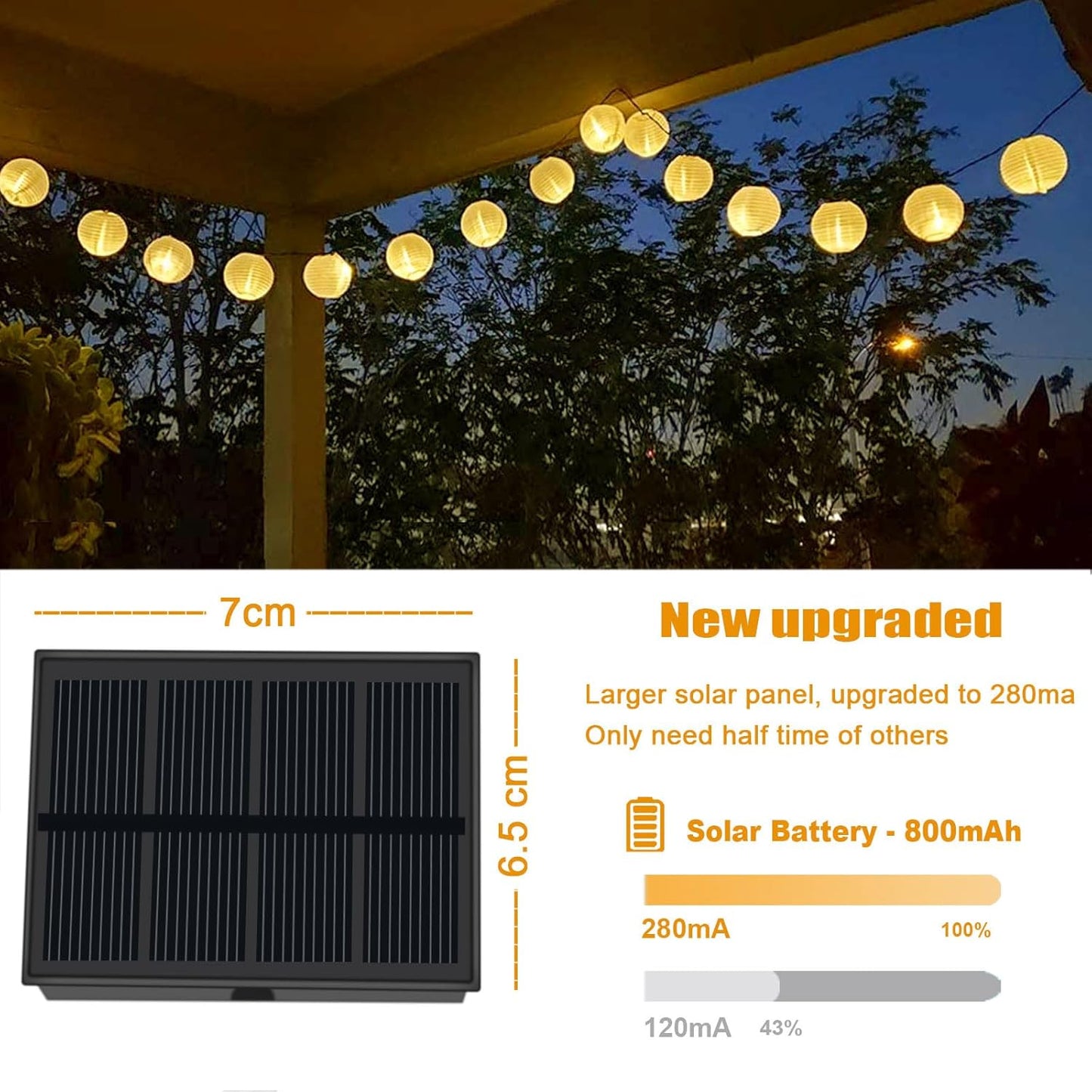 Solar-Lichterkette Lampions, 50 LED