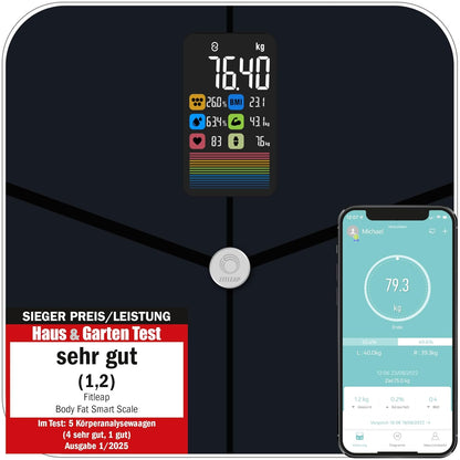 Digitale Körperfettwaage mit App-Funktion, Dunkelblau