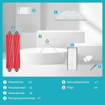 17-teiliges Ersatzteile-Set für Roborock S7 Staubsauger, S7 Kit Weiss Seitenbürsten