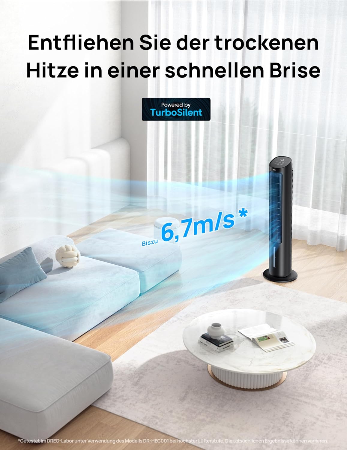 Turmventilator mit Wasserkühlung, Schwarz