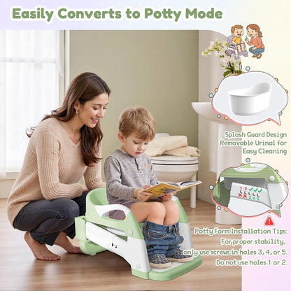 3-in-1 Toilettensitz mit Treppe für Kinder, Grün