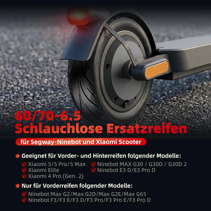 Tubeless Ersatzreifen für Elektroroller 10 Zoll, Tubeless-Reifen 1 Stück