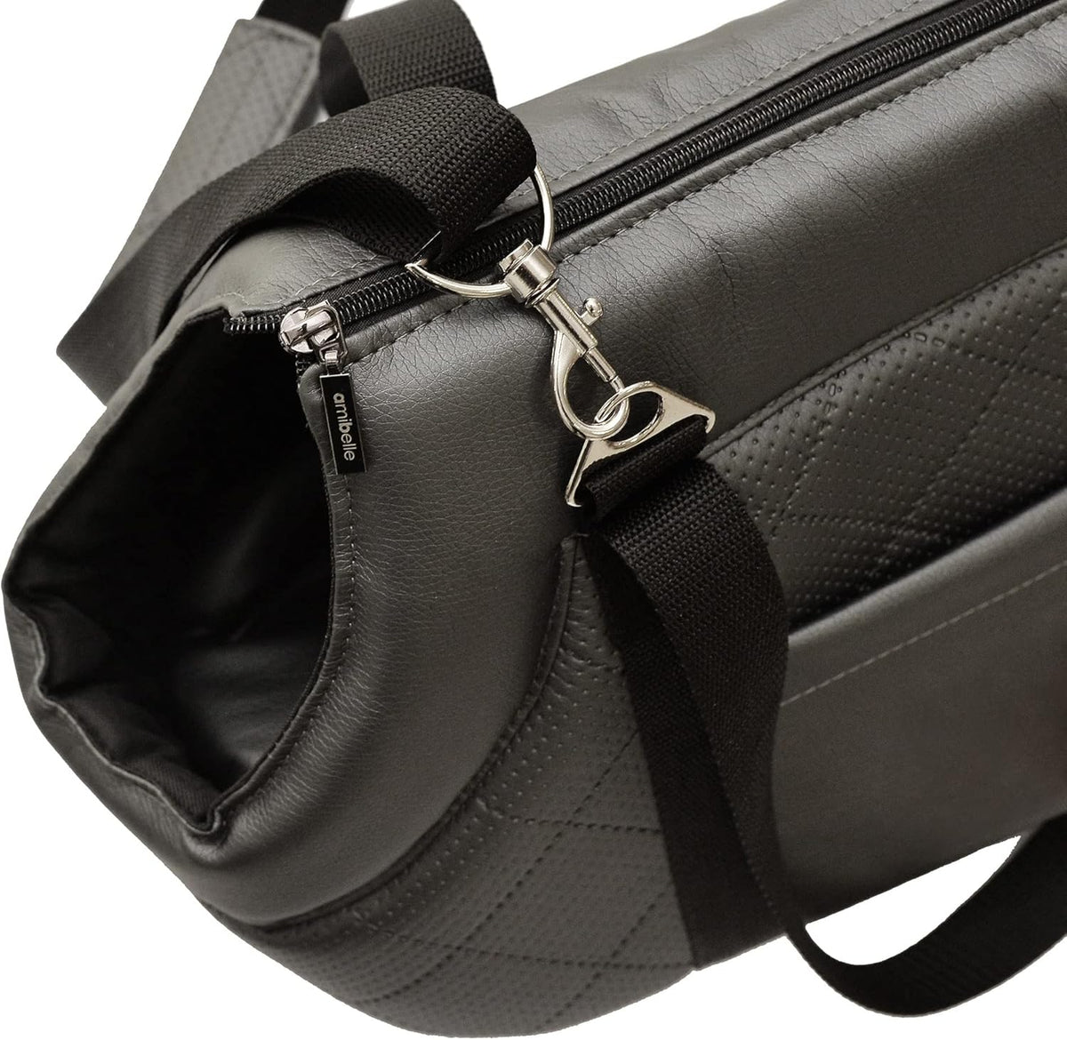 Tragetasche für Haustiere bis 12 kg, L Schwarz (Kunstleder)