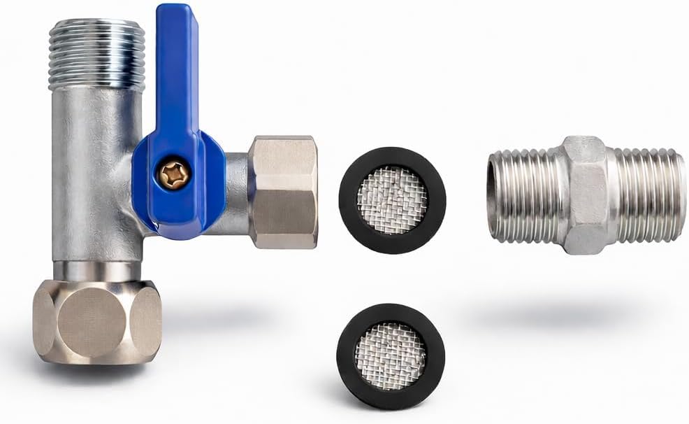 Absperrventil T-Stück Adapter für Wasserfilter, 3/8 AG x 3/8 AG x 3/8 ÜM