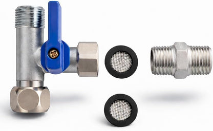 Absperrventil T-Stück Adapter für Wasserfilter, 3/8 AG x 3/8 AG x 3/8 ÜM