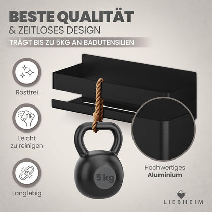 Duschablage Ohne Bohren - Badregal aus Aluminium, Schwarz - Aluminium