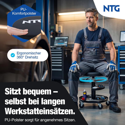 Höhenverstellbarer Werkstatthocker mit Rollen