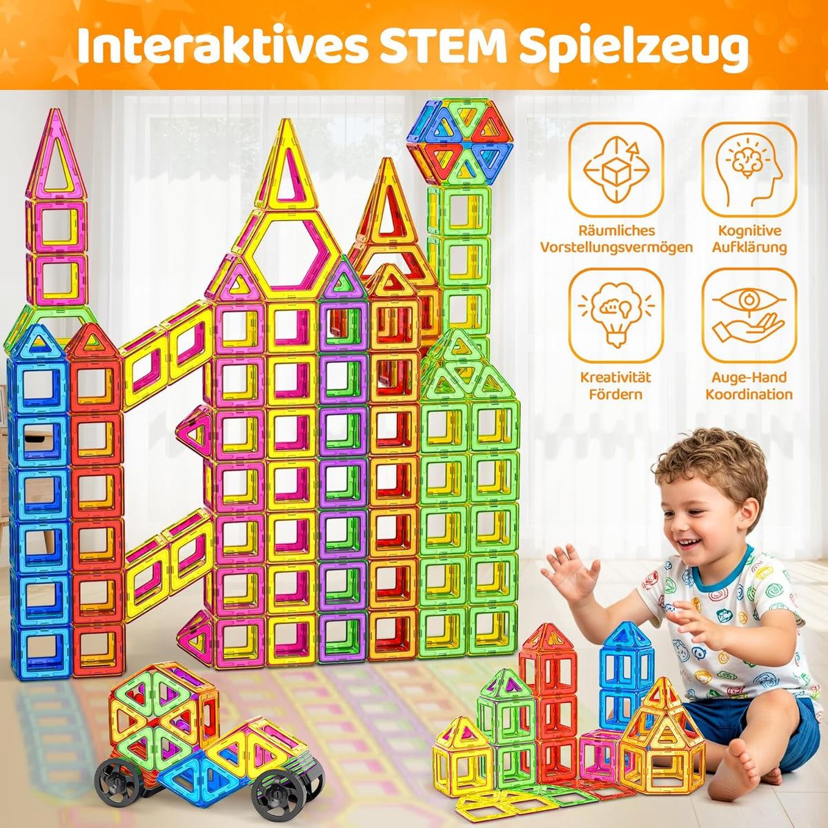 Magnetische Bausteine Konstruktions-Set (120 Teile), A-multi
