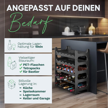 Modulares Flaschenregal für 60 Weinflaschen, für 60 Flaschen