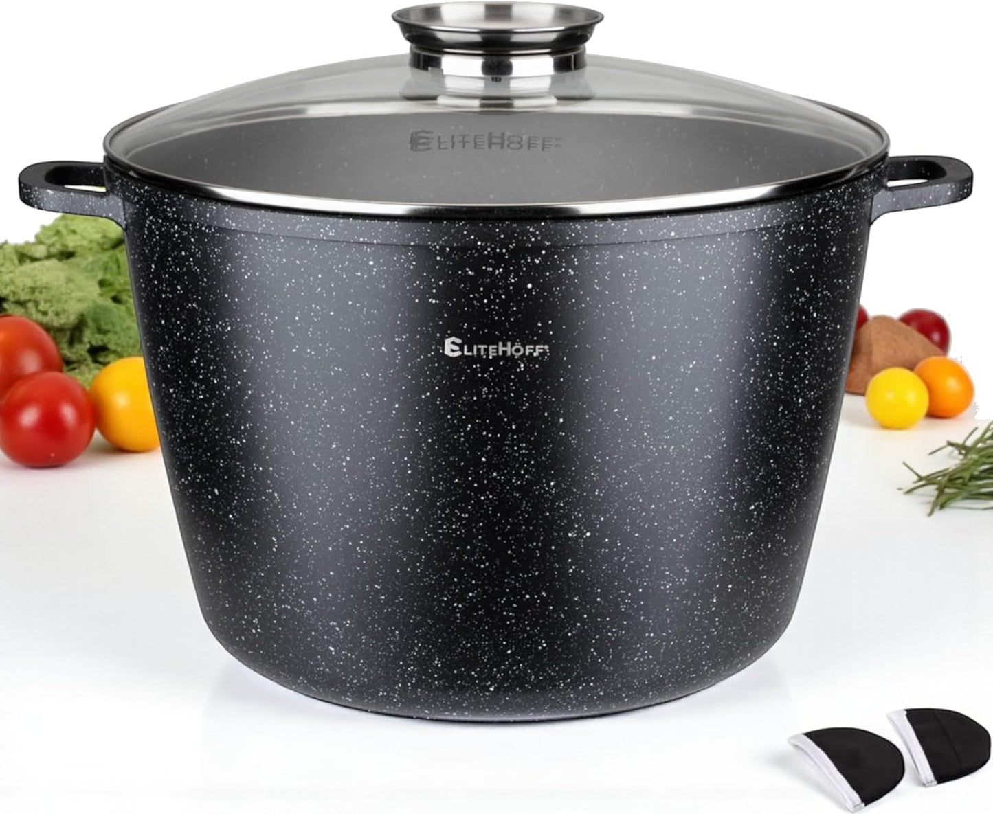 Kochtopf mit Antihaftbeschichtung, Induktion (15L), Schwarz 15L Ø 32 cm