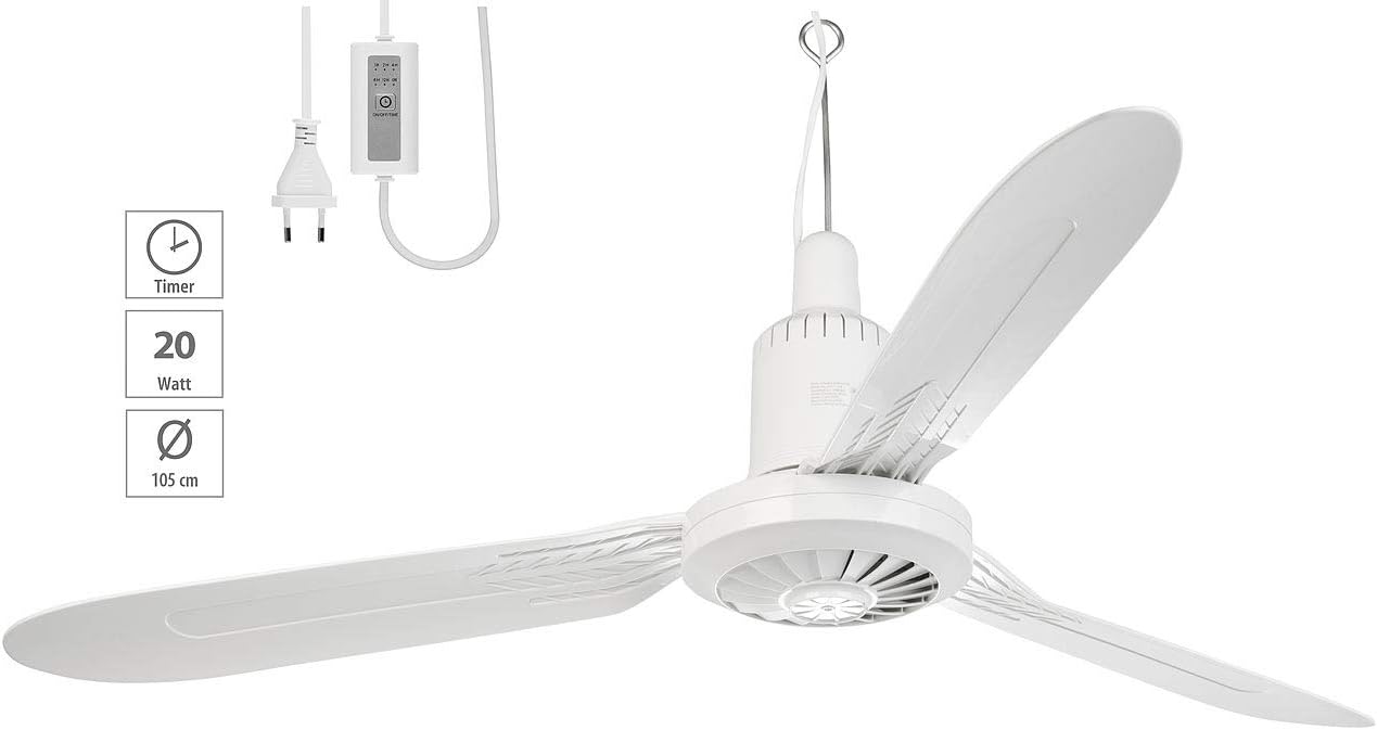 Mobiler Deckenventilator mit Timer, 3 Flügel