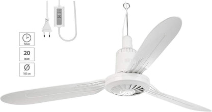 Mobiler Deckenventilator mit Timer, 3 Flügel