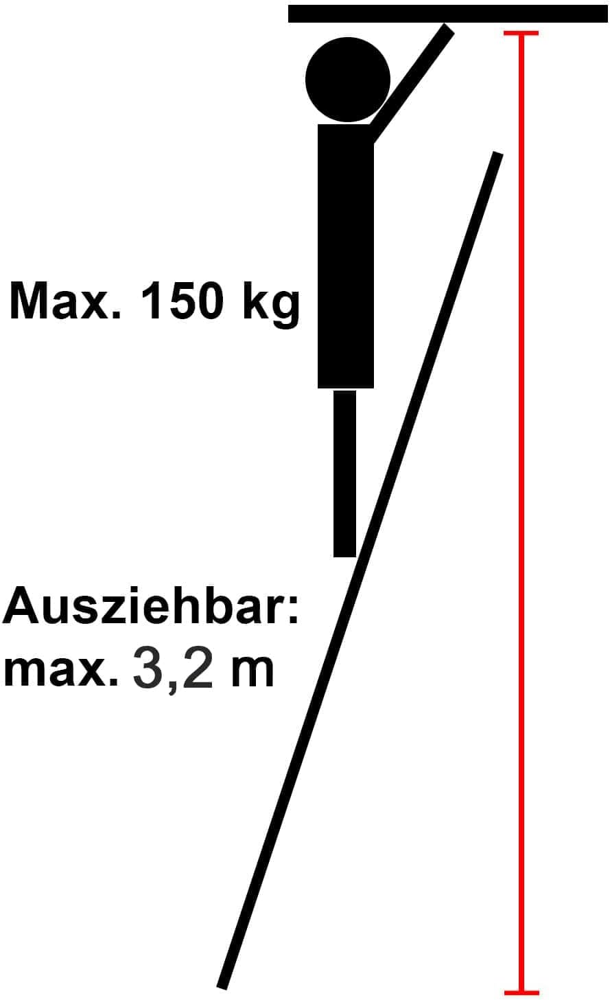 Teleskopleiter, ausziehbar, 11 Stufen, 3,2 Meter