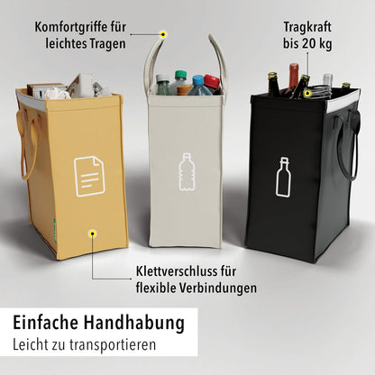 3er-Pack Abfalltrennsystem, Nur Symbole
