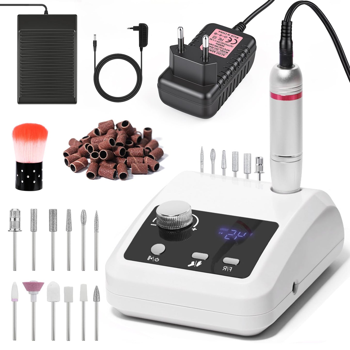 Elektrische Nagelfräser für Maniküre & Pediküre 45000 U/Min, Weiss
