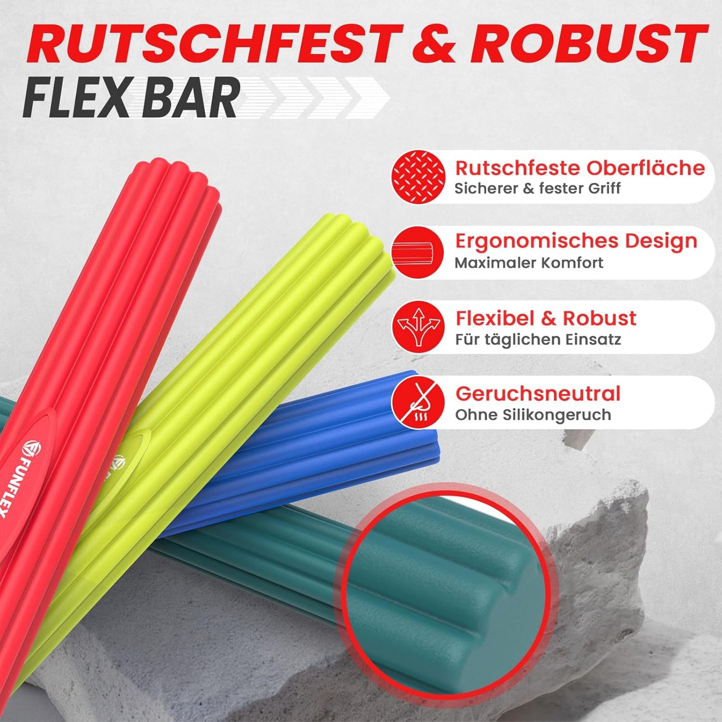Flexibles Widerstandsstangen-Set, 4-teilig, für Krafttraining, 4er Set