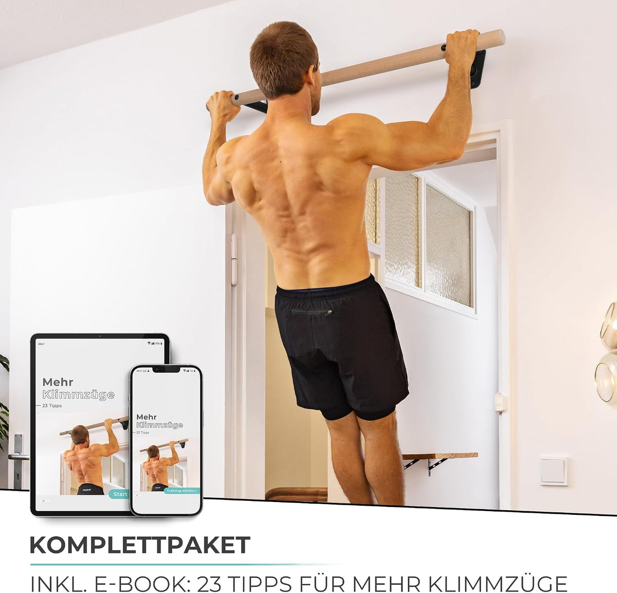 Holz Klimmzugstange zur Wandmontage über Türrahmen, Nur Klimmzugstange