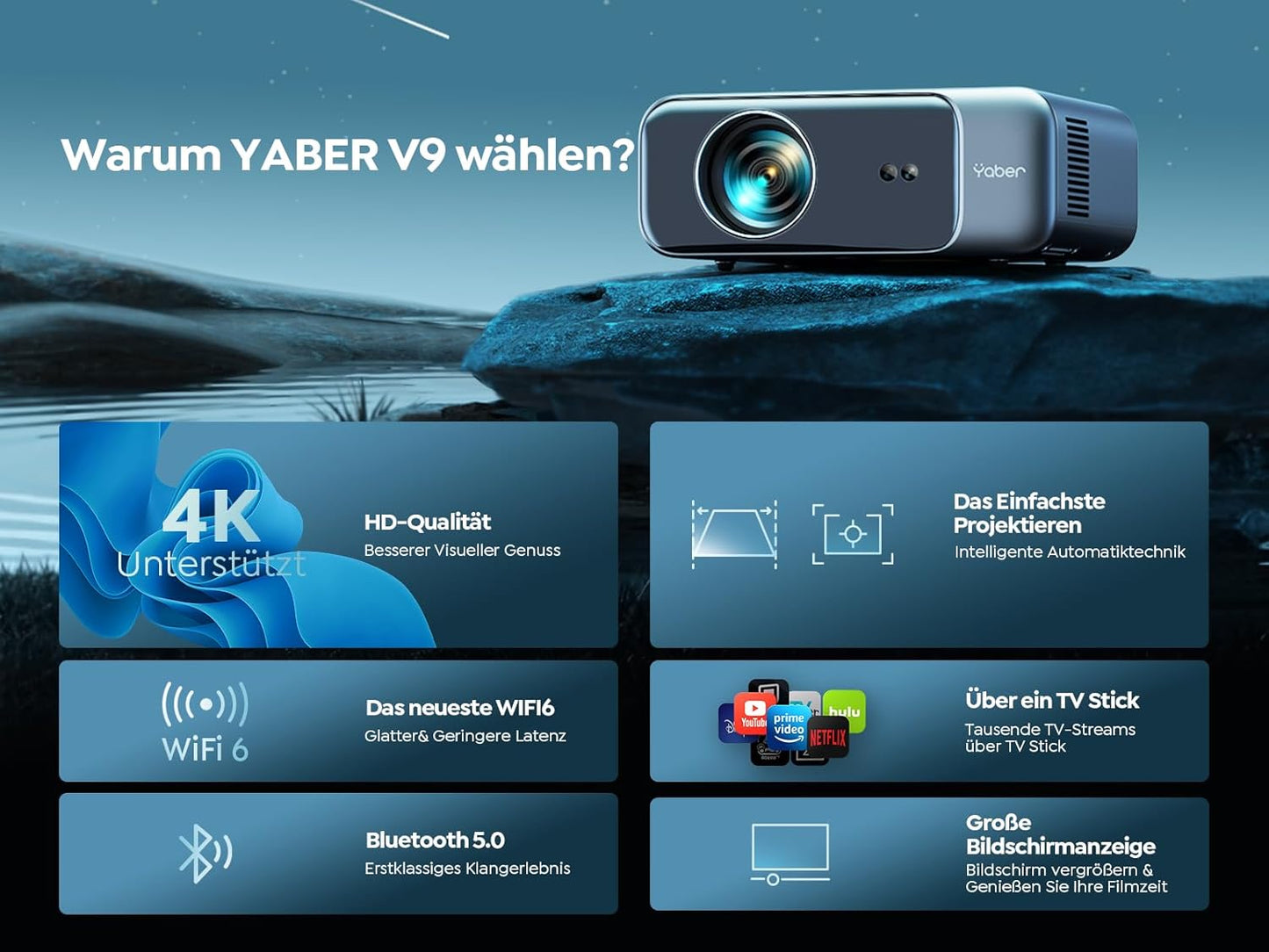 Heimkino Beamer mit Auto-Focus & WiFi 6, Standard